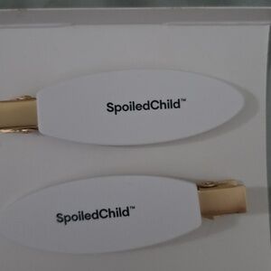 Spoiled Child White and Gold Hair Clips NIP